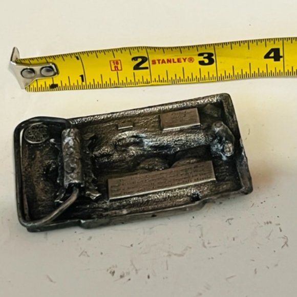 Belt Buckle vtg silver pewter brass Bergamot Siskiyou Arroyo 1953 Corvette car - Picture 2 of 4